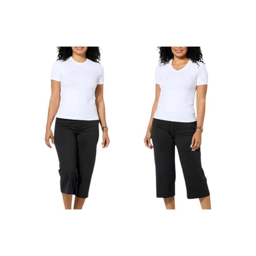 Joy Collection Women's Two Performance Tees w/ Headband White - Regular